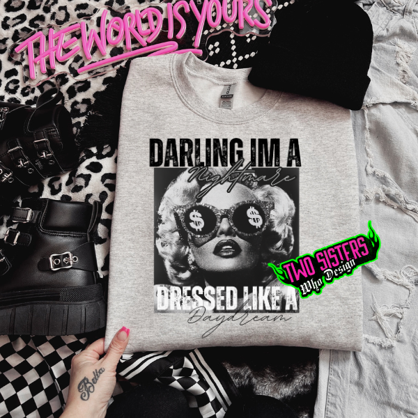 Darling I'm A Nightmare, Blessed Like a Daydream Ash Sweatshirt