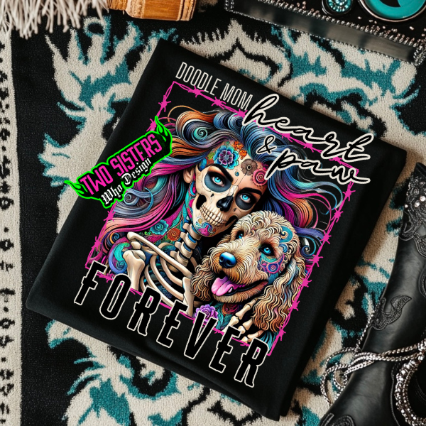 ***CUSTOMIZE******EXCLUSIVE***HEART AND PAW FOREVER 🐾 – Doodle Mom Edition Black TShirt, Sweatshirt, or Hoodie