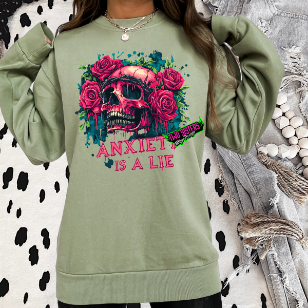 ***EXCLUSIVE***PURCHASE INDVIDUALLY*** Vintage-Feel "Anxiety Is a Lie" Sweatshirt/T-Shirt + Joggers