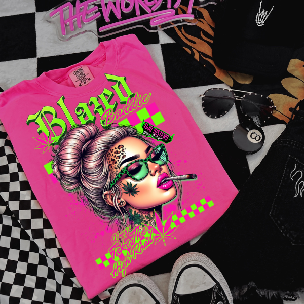***EXCLUSIVE***Blazed Baddies, Always Take the High Road - Neon Pink or Black  TShirt