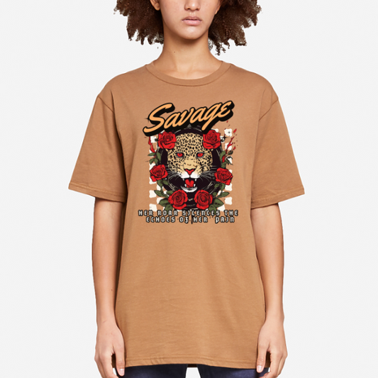 Savage - Her Roar Silence the Echoes of Her Pain Vintage Inspired Heavyweight Tee