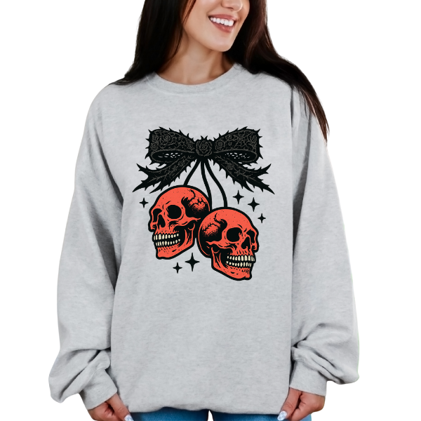 RED SKULL WITH GOTHIC BOW