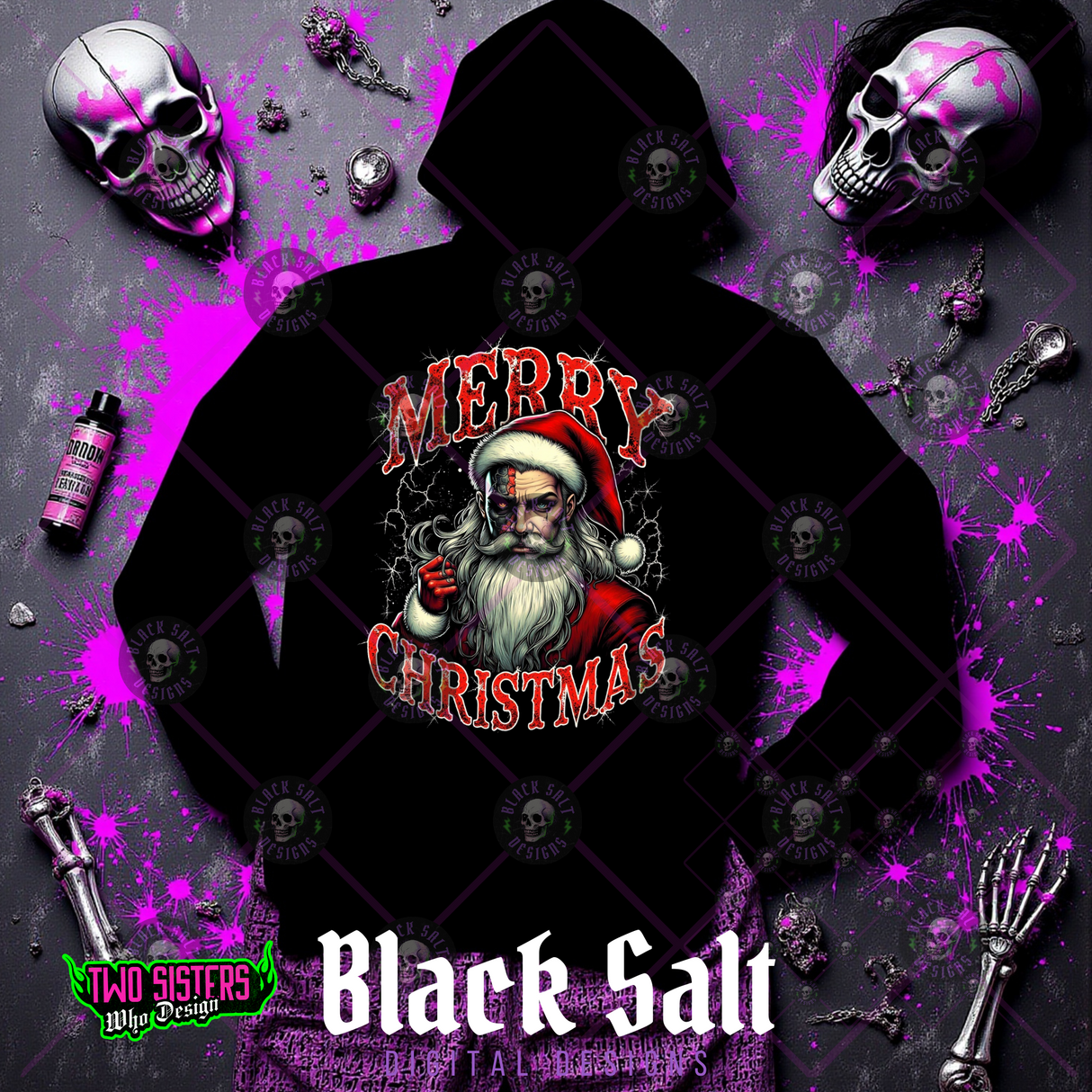 MERRY CHRISTMAS HALF SKELETON HALF MAN