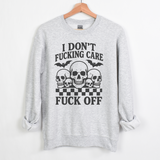 I DON'T FUCKING CARE, FUCK OFF MARBLED TIE DYE OR ASH SWEATSHIRT/HOODIE