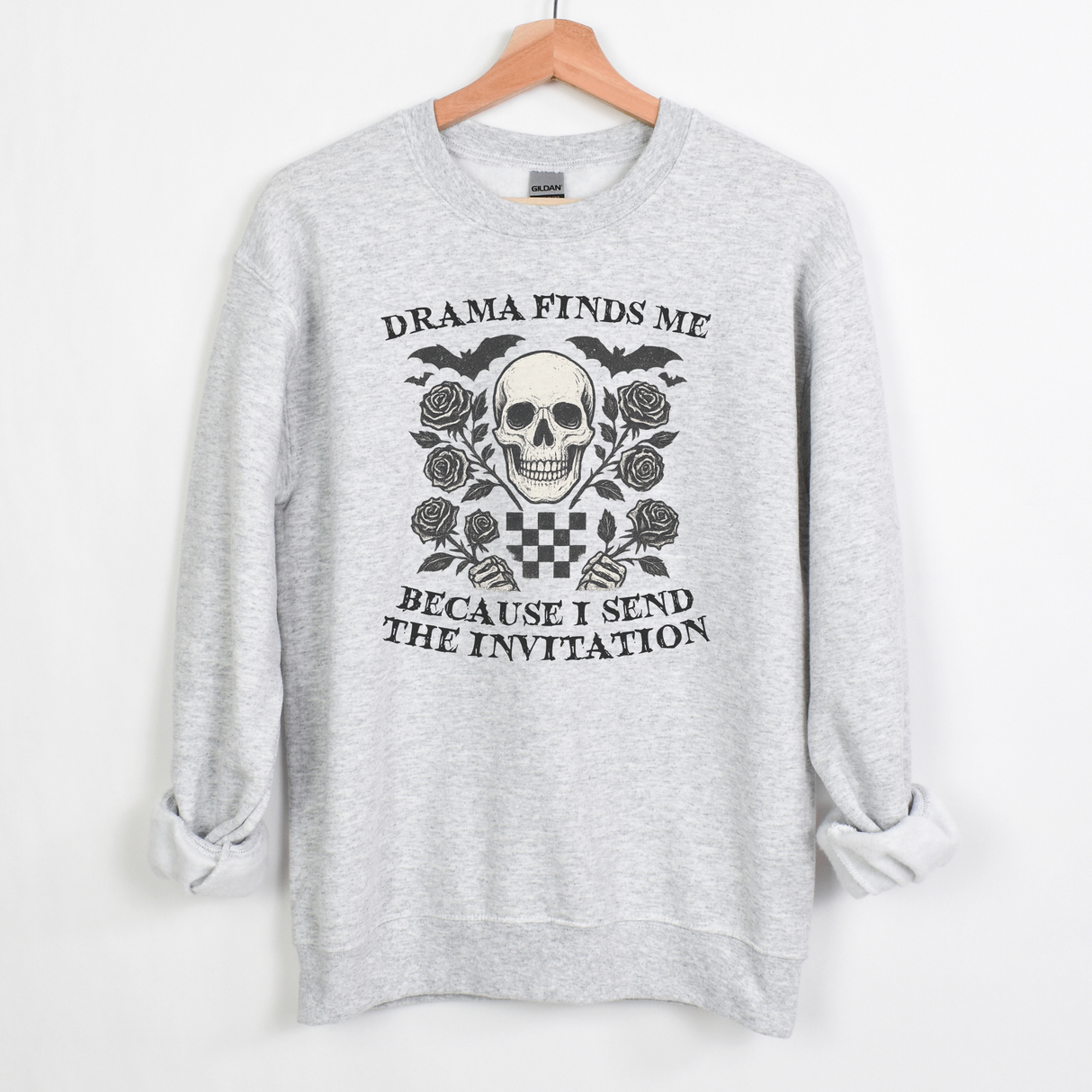 DRAMA FINDS ME BECAUSE I SEND THE INVITATION MARBLED TIE DYE OR ASH SWEATSHIRT/HOODIE