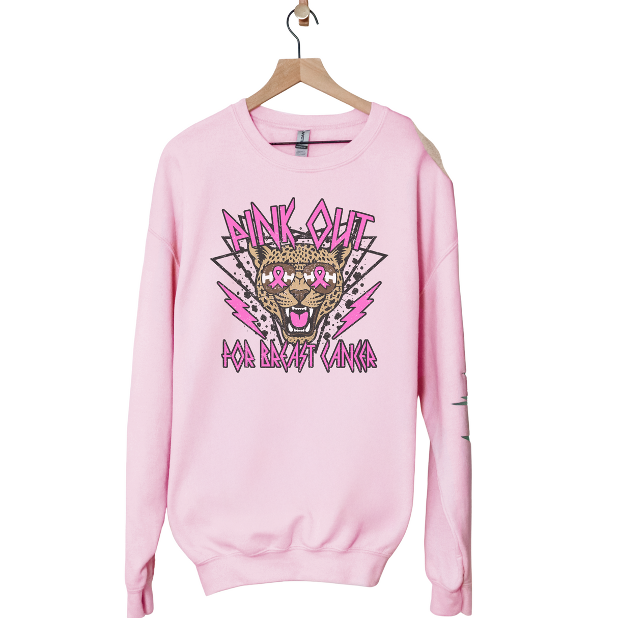 PINK OUT FOR BREAST CANCER AWARENESS WITH LEOPARD SWEATSHIRT/HOODIE