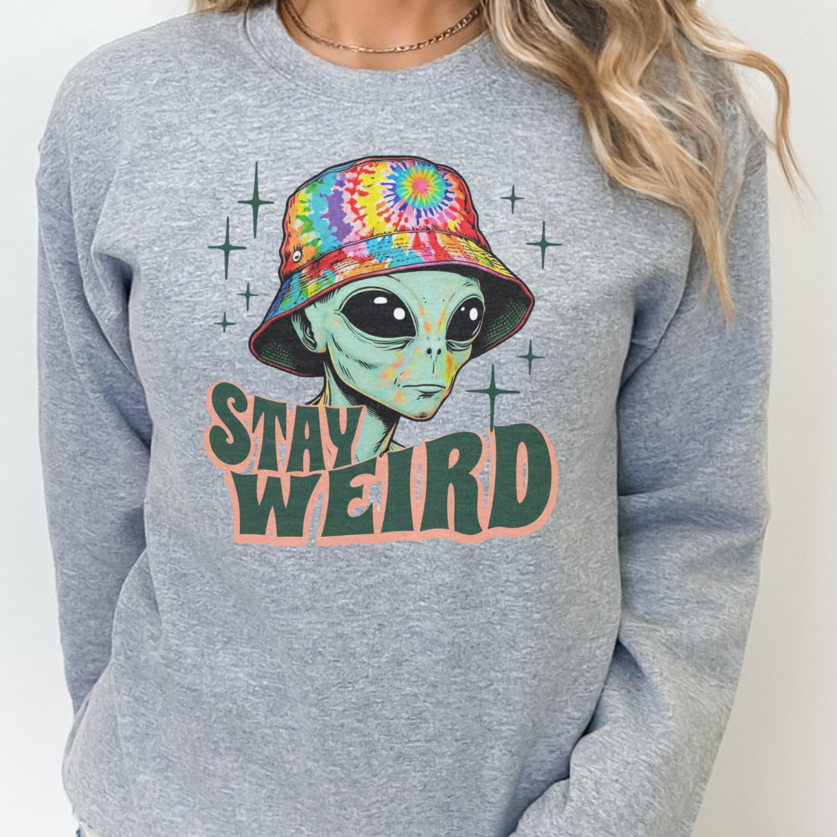 STAY WEIRD ALIEN WITH BUCKET HAT