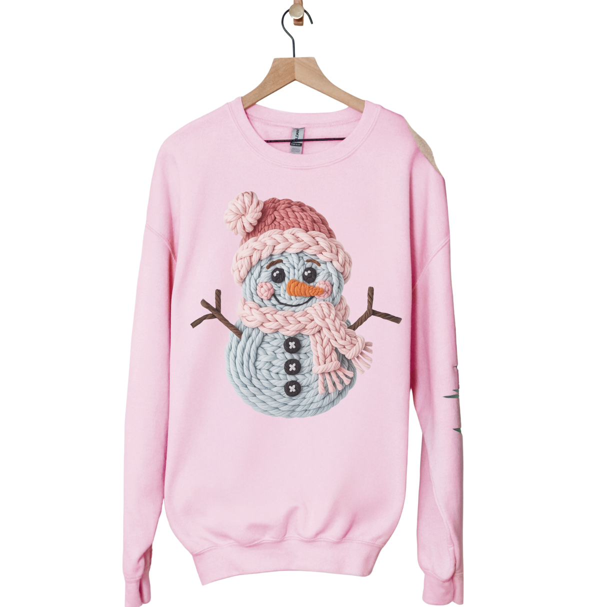 FAUX CROCHET SNOWMAN WITH PINK SCARF