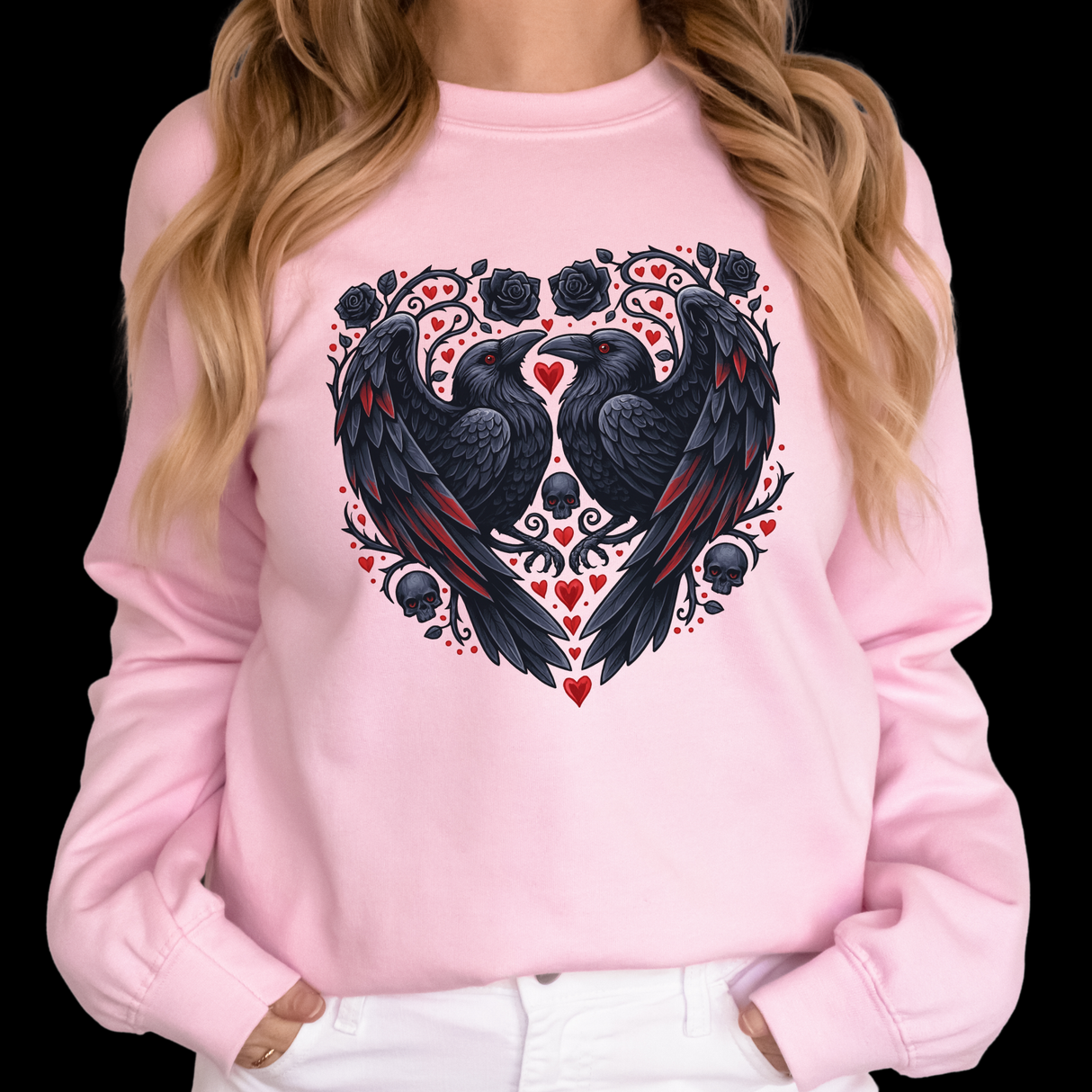 103. RAVENS IN HEART SHAPE WITH ROSES
